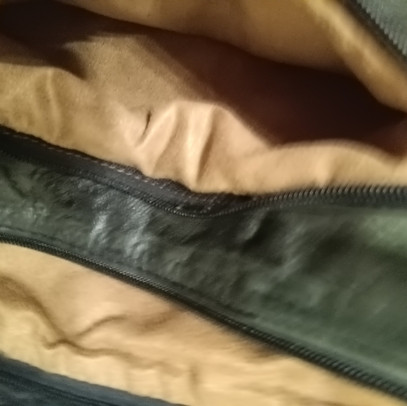 Studded Black Leather Clutch with Green Accent - Picture 4 of 5